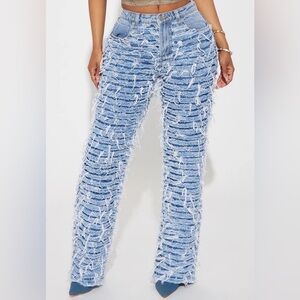 Fashion Nova Shredded Denim Jeans